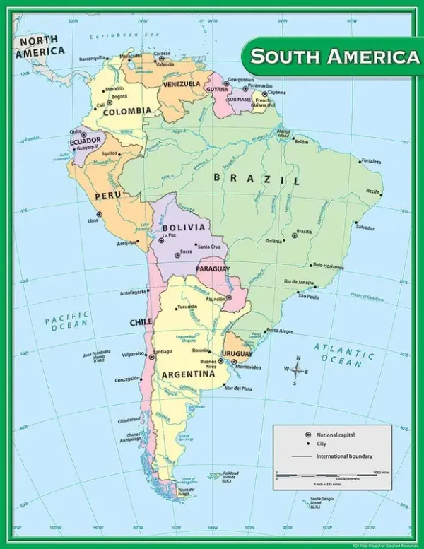 Teacher Created Resources South America Map Chart 17x22