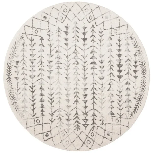 Union Rustic Renninger Area Rug - 3' Round, Ivory/Gray
