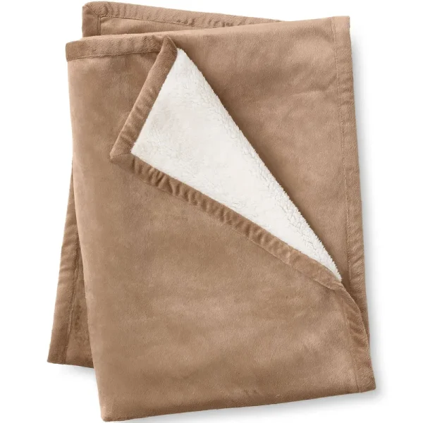 Lands' End Sherpa Fleece Throw Rich Camel Regular No Sz