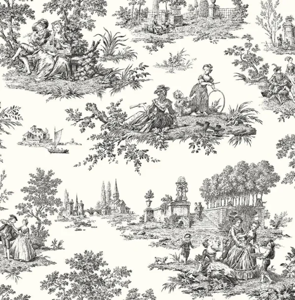 NextWall Chateau Toile Peel and Stick Wallpaper (Inkwell)