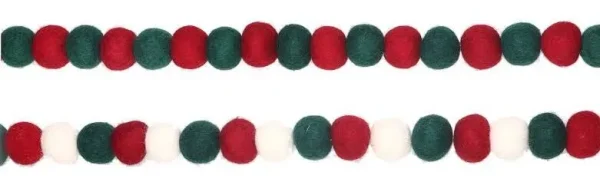 Ashland Assorted Felt Pom Pom Garland - Red & Green - 6 ft