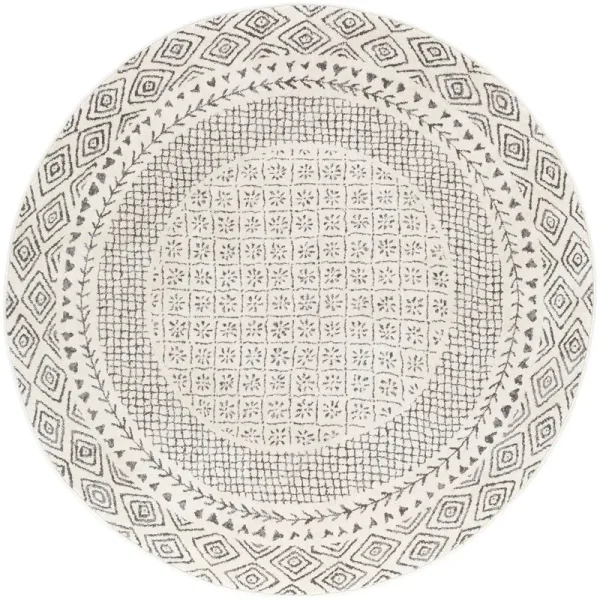 Calvo Oriental Gray Area Rug Union Rustic Rug Size: Round 6'7"