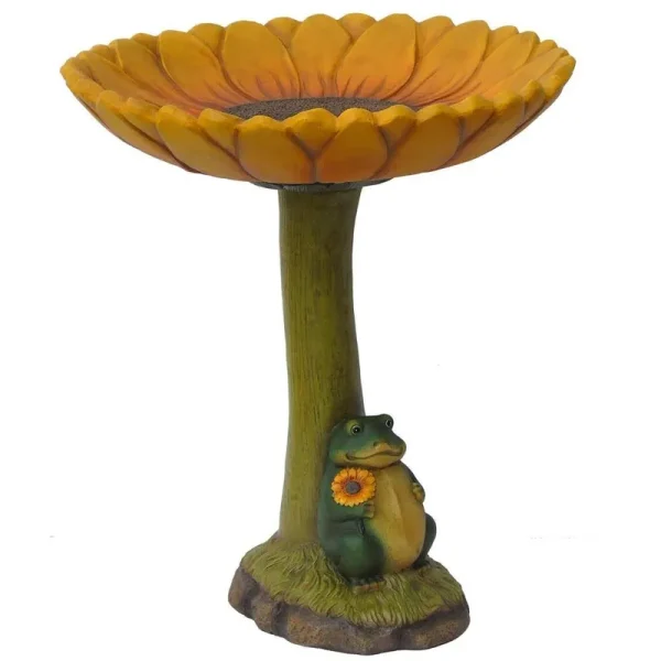 Garden Treasures 20-in H Yellow/Green Resin Complete Birdbath | A06-182