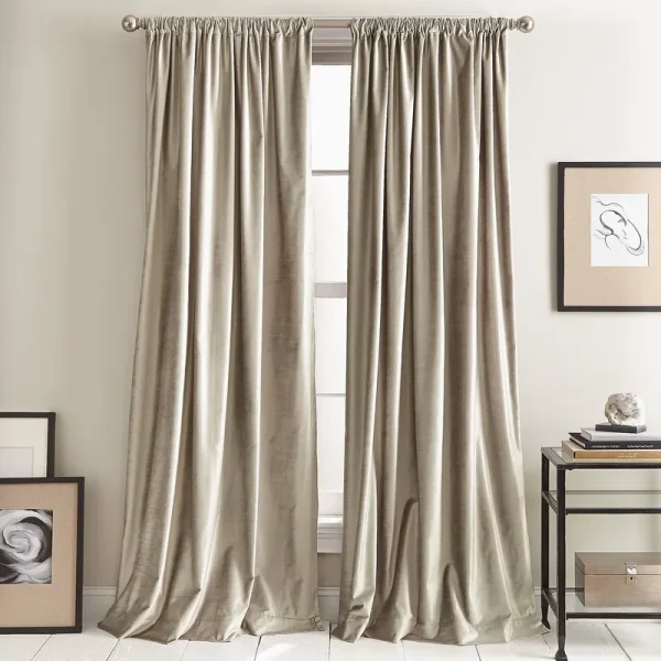 Dkny Modern Knotted Velvet Curtain Panel Pair - 96 Inches - Champagne