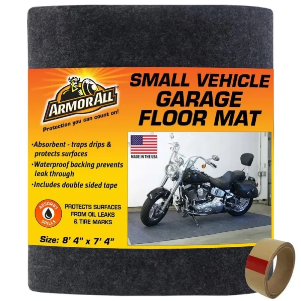Armor All 7 ft. 4 in W x 8 ft. 4 in. L Charcoal Gray Commercial/Residential Grade Polyester Garage Flooring Mat, Grey