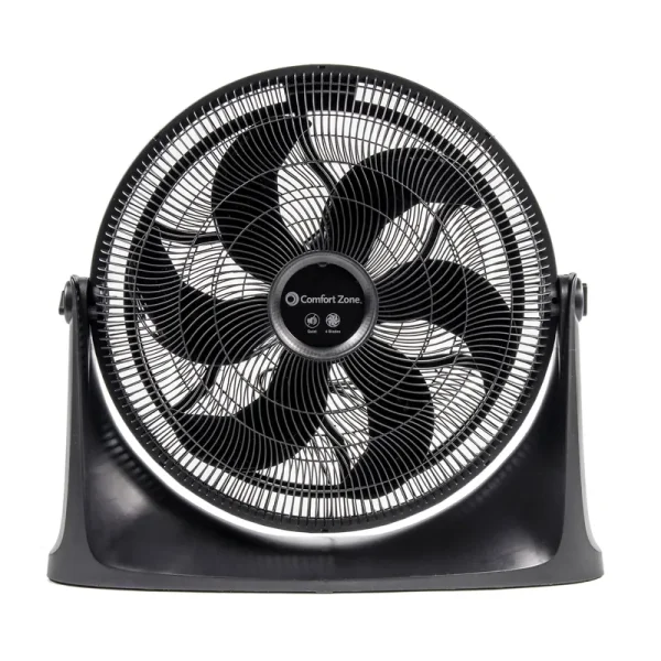 Comfort Zone 20-inch 3-Speed Black Power Curve Floor Fan