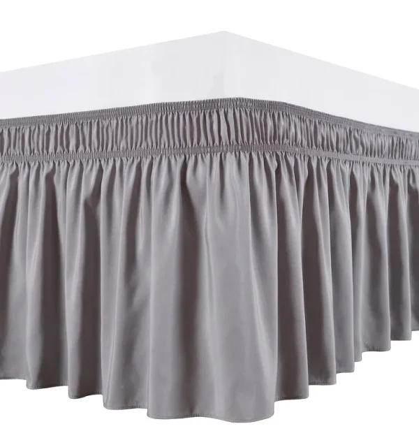 Biscaynebay Wrap Around Bed Skirts Elastic Bed Ruffles, Easy Fit Wrinkle and Fade Resistant Solid Color Silky Luxurious Textured, Grey