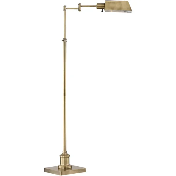 Regency Hill Jenson Modern Pharmacy Floor Lamp Aged Brass Adjustable Swing Arm Metal Shade for Living Room Reading Bedroom Office -