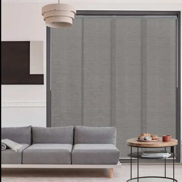 GoDear Design Adjustable Sliding Panel, Light Filtering, 45.8 inch-86 inch W x 96 inch H, Crown Zipper, Size: 45.8-86 W x 96 H, Gray