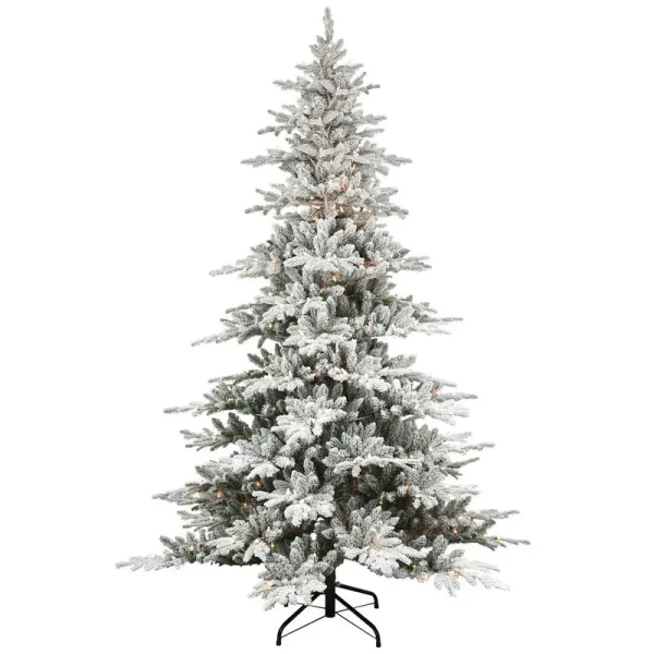 7'6" H Green Realistic Artificial Pine Frosted Christmas Tree with 500 Lights The Holiday Aisle