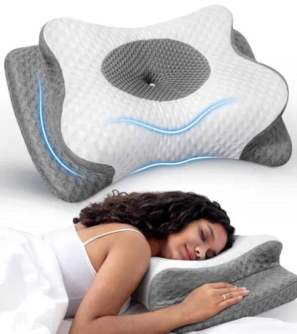No More Aches Neck Pillow for Pain Relief, Adjustable Cervical Support with Armrest, Odorless Ergonomic Contour Memory Foam Pillows,Orthopedic Bed