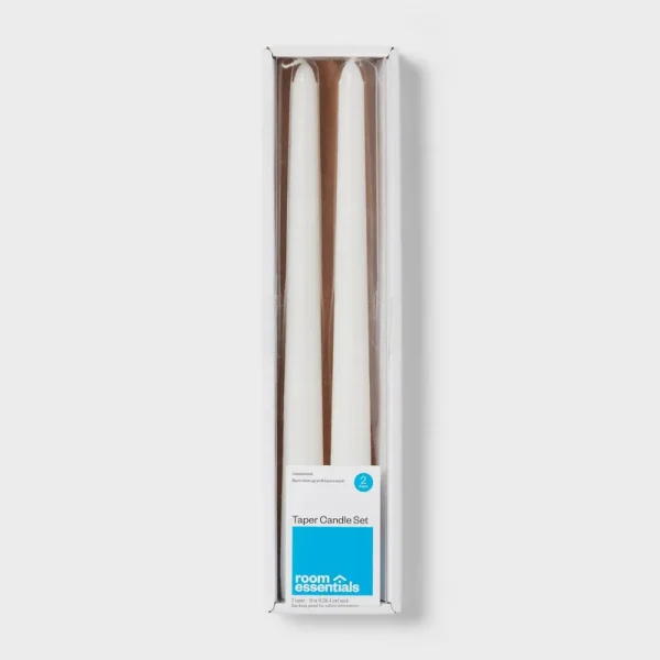 2pk Unscented Taper Candles White - Room Essentials