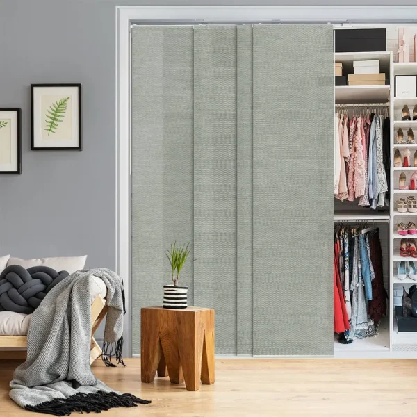 GoDear Design 45.8 inch-86 inch W x 96 inch H, Adjustable Sliding Panel, Light Filtering, Moonstone, Size: 45.8-86 W x 96 H, Gray