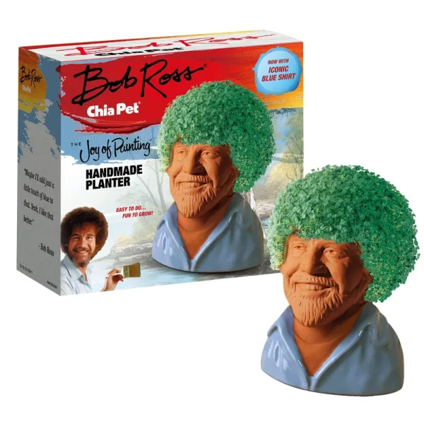 Chia Pet Planter - Bob Ross with Blue Shirt