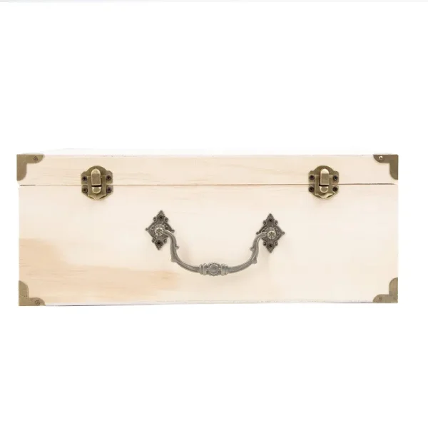 Cousin DIY Natural Wood Keepsake Box with Metal Latches and Handle, 12.60 inch x 8.9 inch x 5 inch, unisex
