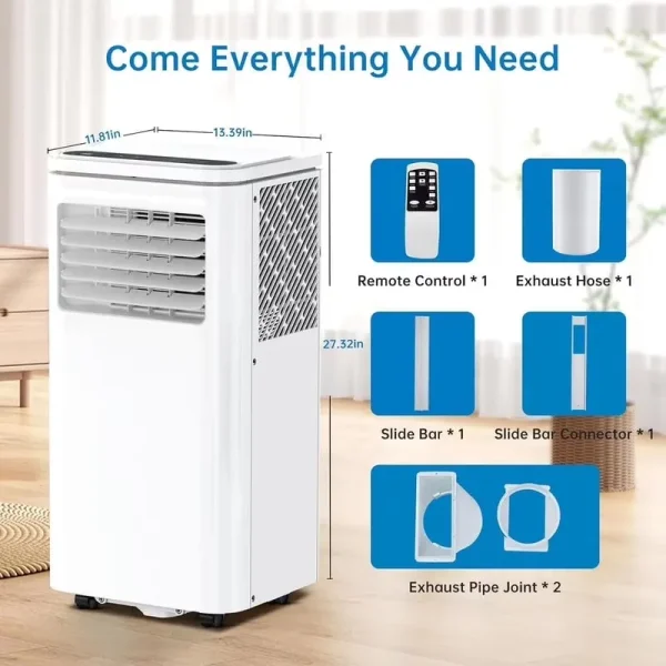 10000 BTU Portable Air Conditioner, 4 - in - 1 (Cool/Dehumidify/Fan) with Remote, LED Touch Control & 24H Timer & Window Mount Kit, Air Conditioners Cools Rooms up to 450 Sq.ft for Home, Office Room
