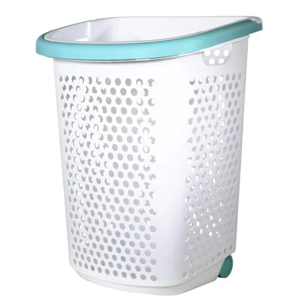 Home Logic 2.0-Bushel Rolling Hamper, Plastic, White, 2/Pack (2110HMLCO000443)
