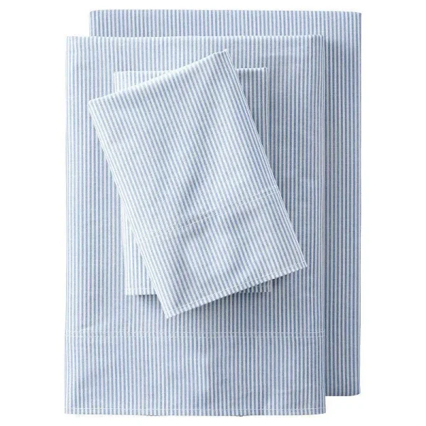 Lands' End Oxford Stripe Sheet Set, Blue