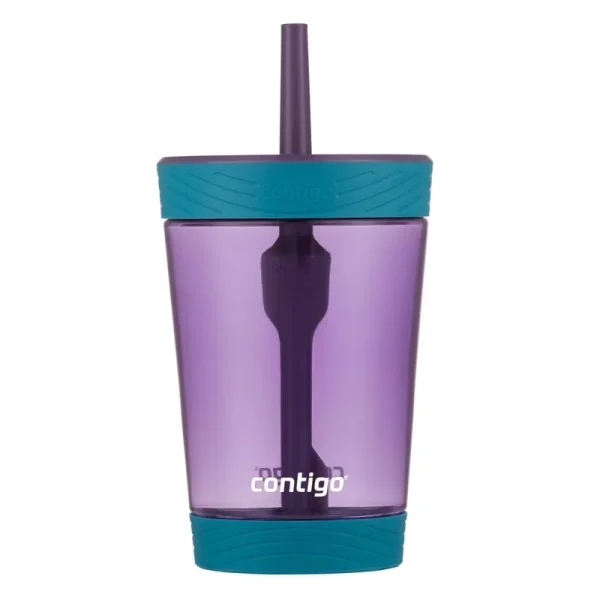 Contigo Kids Spill-Proof Plastic Tumbler with Straw Eggplant, 14 fl oz., Size: 14 oz, Purple