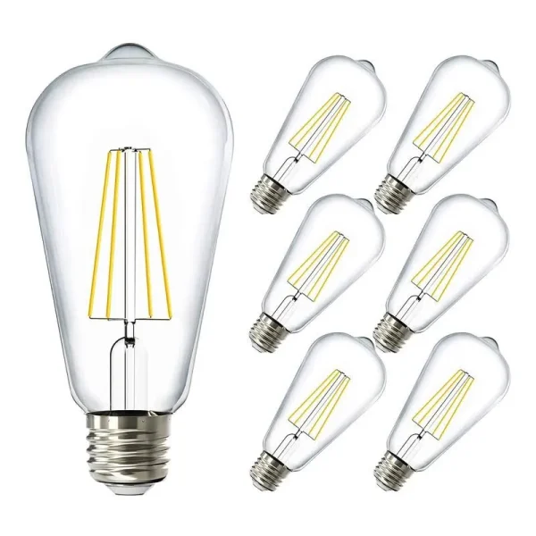 Sunco Lighting 6 Pack ST64 LED Bulb, Dimmable, 8.5w=60w, 3000K Warm White, Vintage Edison Filament Bulb, 800 lm, E26 Base, Restaurant or String Lights