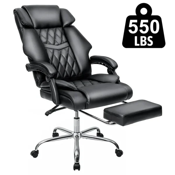 Hoffree Big & Tall Executive Office Chair 550 lb, 8 Hours Heavy Duty Design, Ergonomic High Back Cushion Lumbar Back Support, Wide Seat Executive Leather Chair Computer Chair for Big - Boned People
