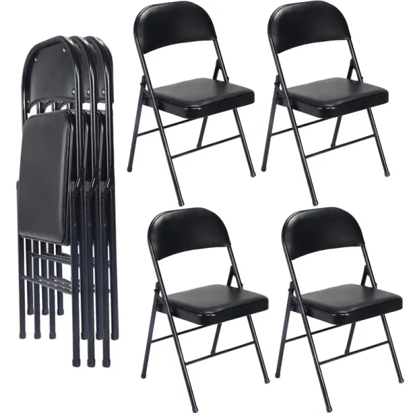 Harigal Padded Folding Chair (4 Pack), Black