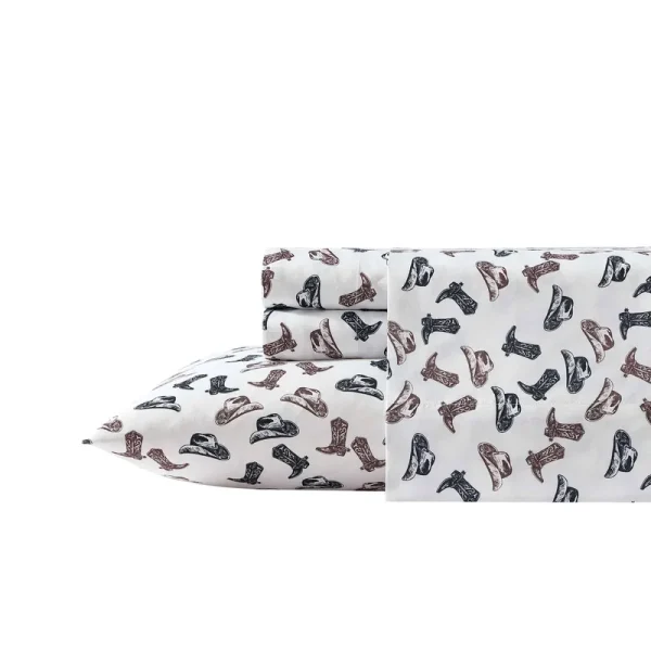 Wrangler Boots N Hats Brown King Sheet Set