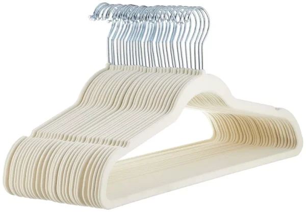 AmazonBasics Velvet Suit Hangers, 30-Pack, Ivory/Beige