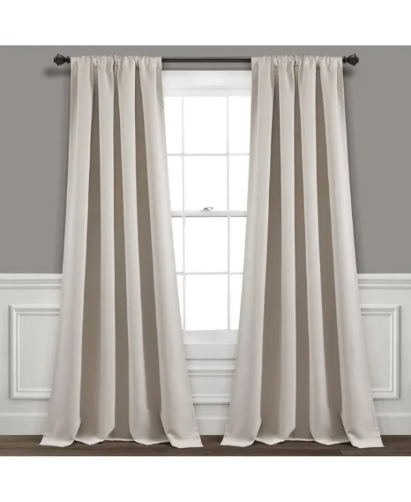 Lush D��cor Insulated Rod Pocket Blackout Window Curtain Panels Wheat 52x108 Set