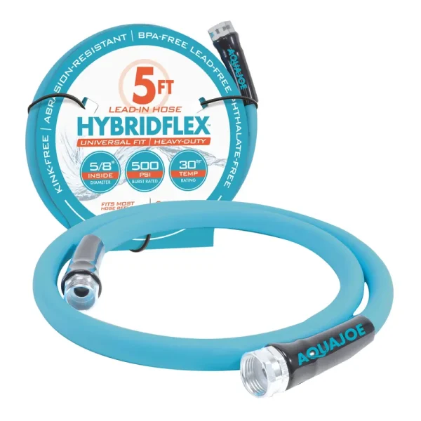 Aqua Joe AJPGH05-PRO 5-Foot x 5/8-Inch Garden Lead-In Hose, HybridFlex
