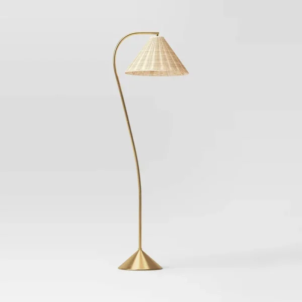 Gooseneck Floor Lamp with Natural Shade Brass (Includes LED Light Bulb) - Threshold