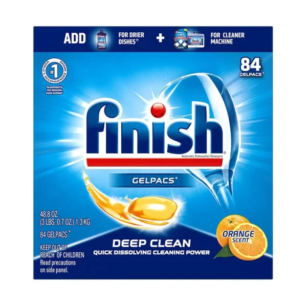 Finish All in 1 Automatic Dishwasher Detergent, Orange, Gelpacs - 84 count