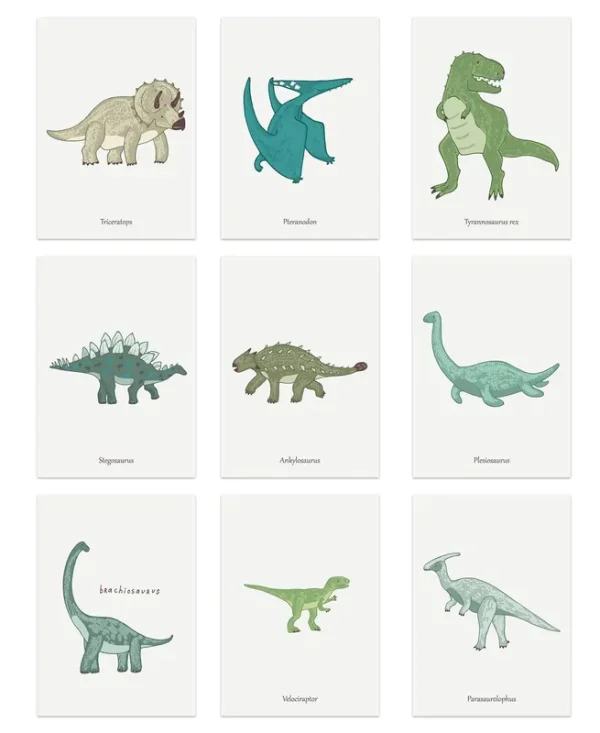 The Lazy Panda Card Company Set of 9 A4 Dinosaur Posters - Great Little Set for Dinosaur Enthusiasts