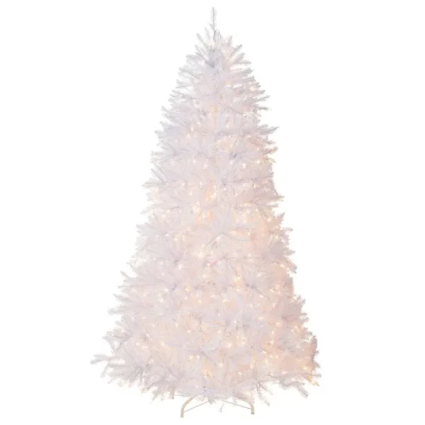 Dunhill Fir White Christmas Tree with Lights Size: 7' H