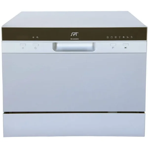 6 Place Settings Silver Countertop Dishwasher with Delay Start and LED Display