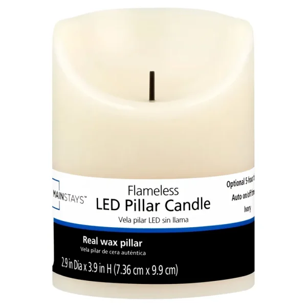 Mainstays Unscented Flameless LED Pillar Candle, Ivory, 3 x 4 in, Size: 3 inch x 4 inch