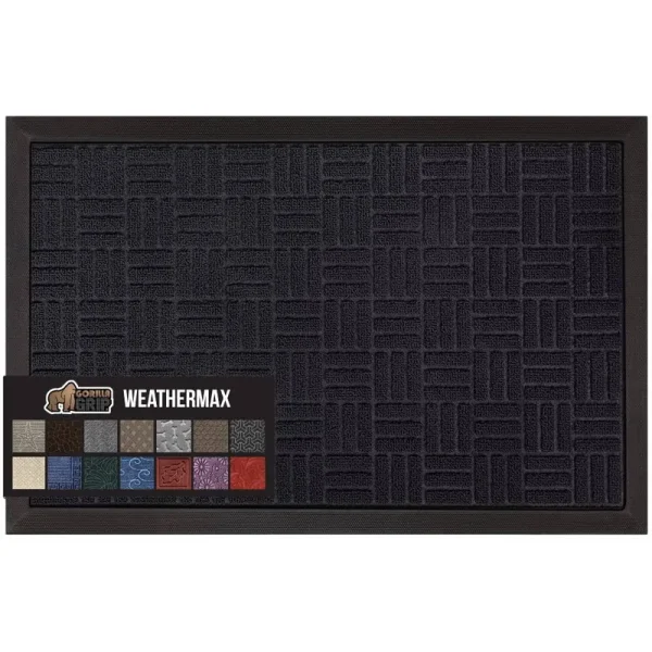 Gorilla Grip Original Durable Rubber Door Mat Heavy Duty Doormat for Indoor Outdoor Waterproof Easy Clean Low-Profile Rug Mats