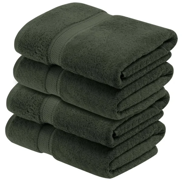 Superior Egyptian Cotton Plush Absorbent 4-pc Bath Towel Set ,Forest Green