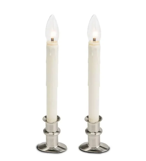 Plow & Hearth Adjustable Window Hugger Candles, Set of 2 - Pewter
