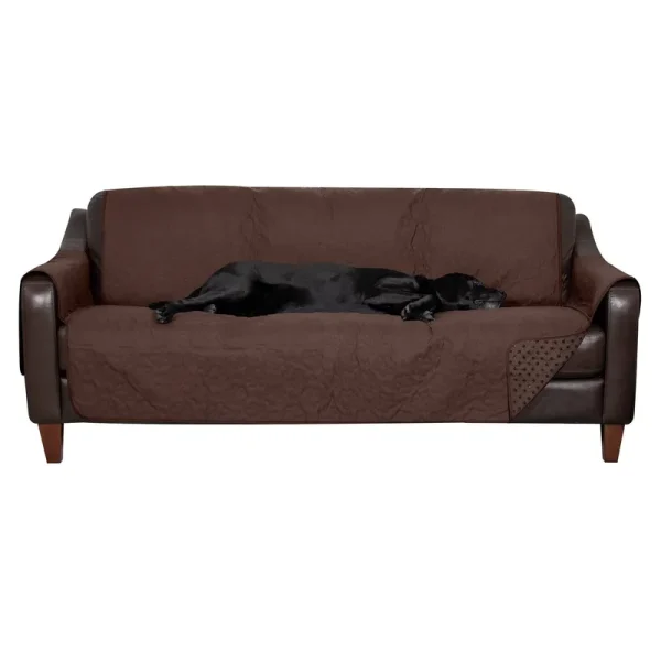 FurHaven Waterproof Non-Skid Back Furniture Protector, Dark Brown, Large Sofa
