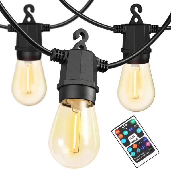 NYMPHY Outdoor String Lights 96ft, Outdoor Lights Waterproof ETL Listed with 34 Shatterproof Bulbs, Personalized 8 Lighting Modes Re