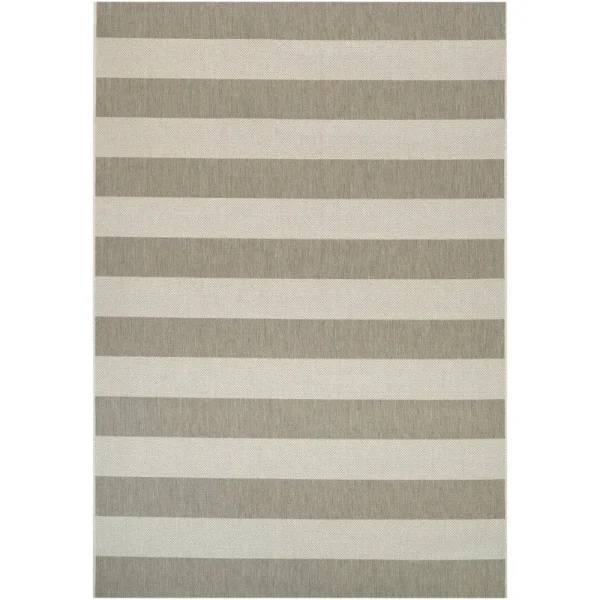 Papatya Striped Flatweave Tan Ivory Indoor Outdoor Area Rug Breakwater Bay Rug Size: Rectangle 3'11" x 5'7"