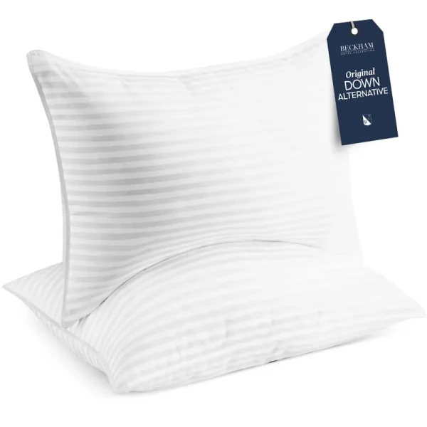 Beckham Luxury Linens Gel Pillow 2-Pack Hotel Collection Luxury Plush Gel Pillow Hypoalllergenic Queen