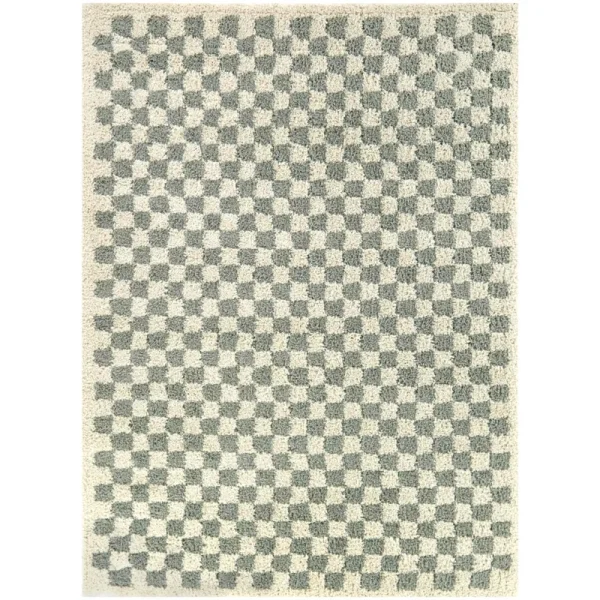 Balta Covey Plush Checkered Thick Shag Area Rug - 6'7" Square - Sage
