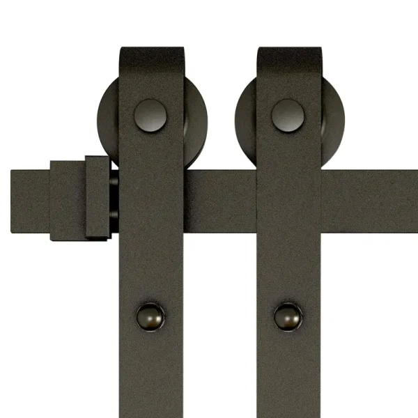 Wurth Flat-Tip Design Single-Door Sliding Track Barn Door Hardware Kit - Matte Black Finish - 78 in