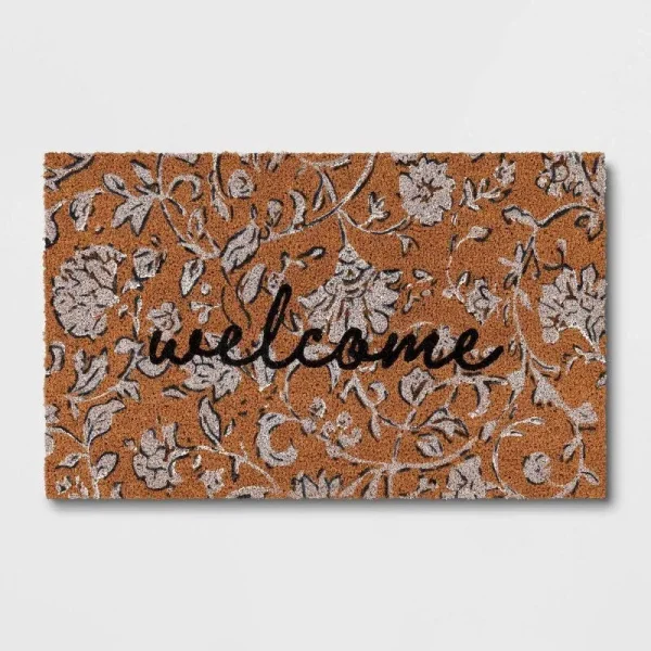 1'6"x2'6" Dune Floral Welcome Outdoor Doormat - Threshold
