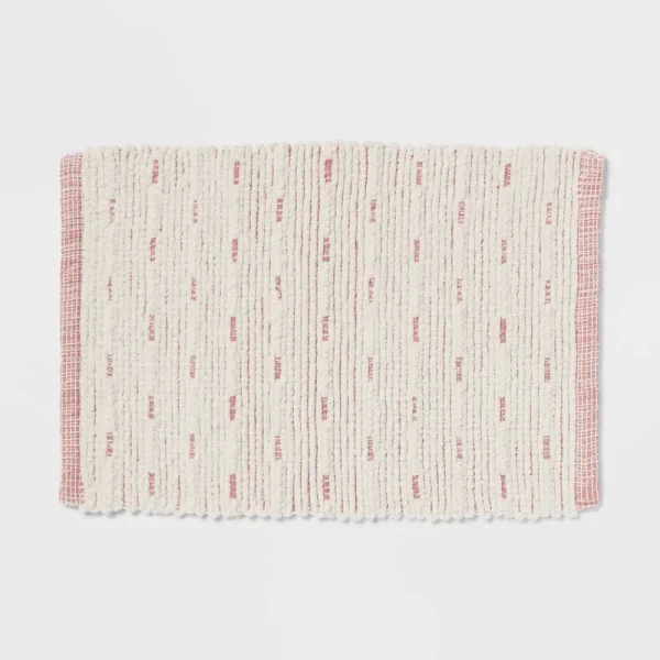 Threshold 17"x24" Chenille Dot Bath Rug Rose Pink (Regular)