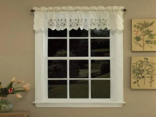 Sweet Home Collection Old World Style Floral Heavy Lace Kitchen Curtain Valance