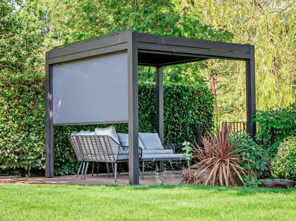 PERGOLUX Metal Pergola | 10' x 10', Aluminium, Adjustable Louvered Roof, Free-Standing, Modern Scandinavian Design, Anthracite