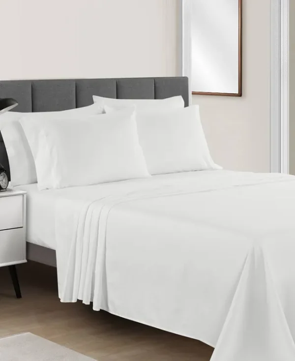 Sunham Microfiber Solid 4-pc. Sheet Set, King - White